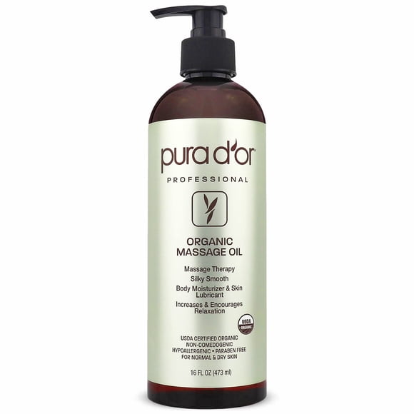 Aceite de terapia de masaje PURA D'OR Organic 473 ml con almendra y albaricoque