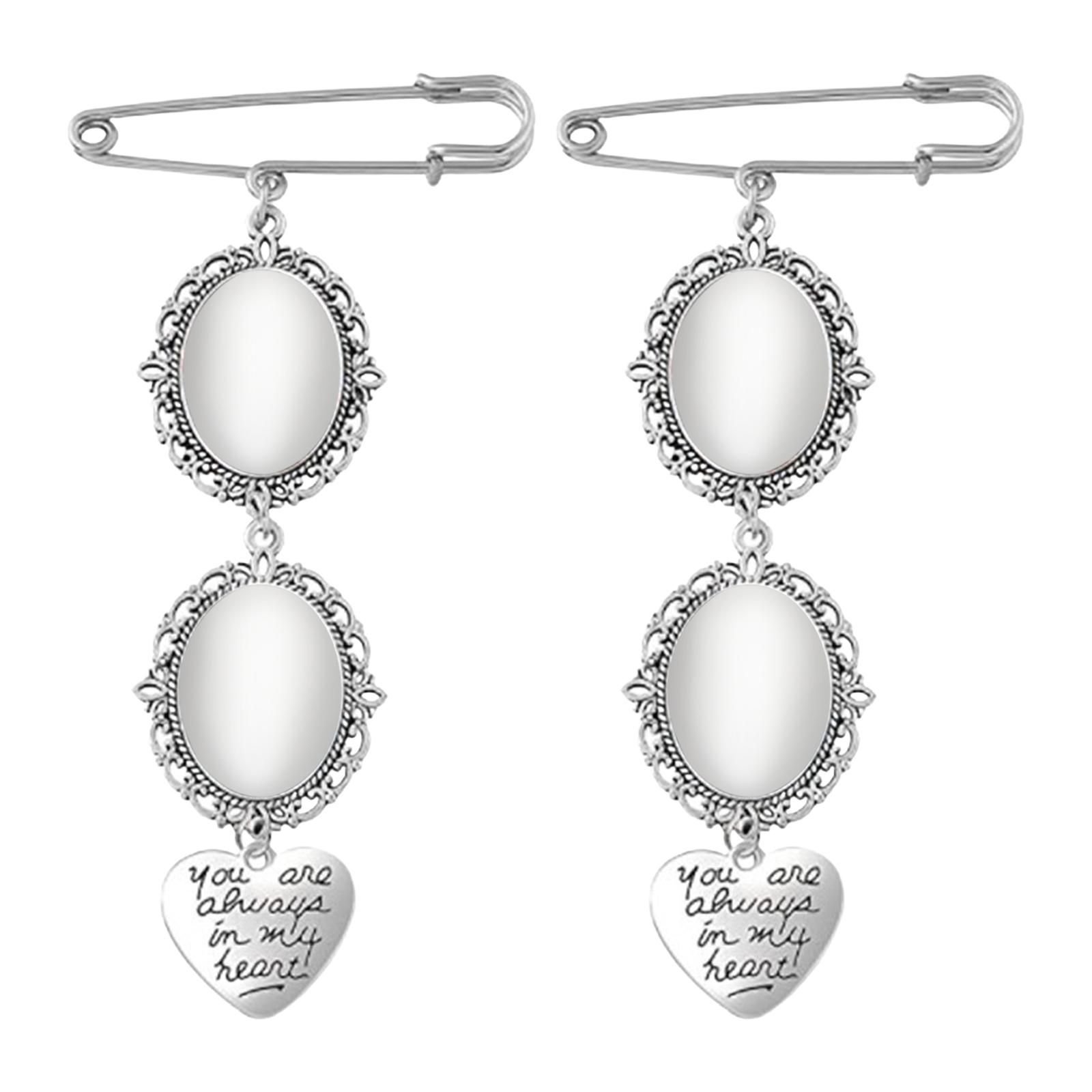 Magideal - 2X Encantos De La Foto Del Ramo De La Boda, Encantos De La Novia Del Ramo, Encantos Ovalados De Encaje, Encantos De La Foto Conmemorativa Del Pin Para