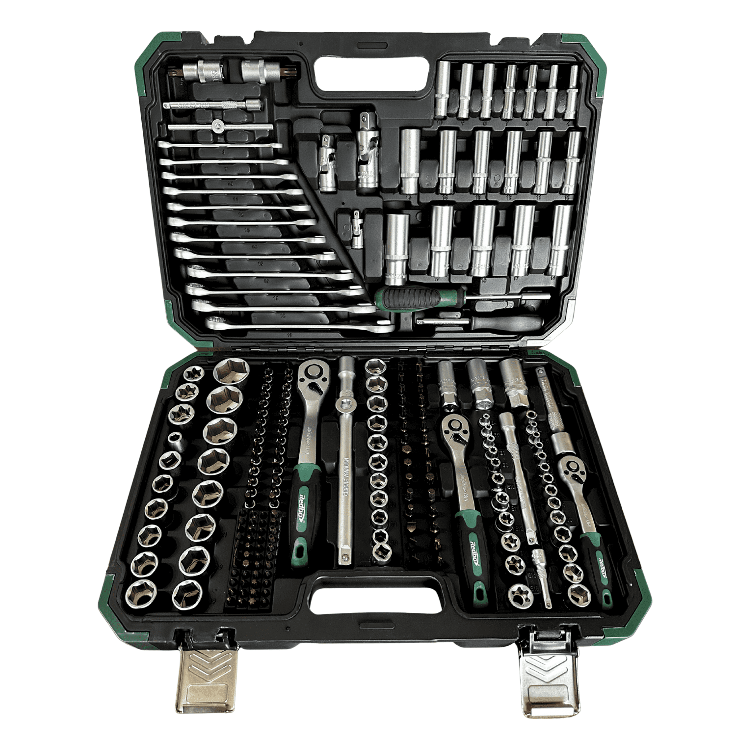 Juego De Dados Profesional Redbo Rb-jd216mp (216 Piezas, Acero Cr-v, Mandos 1/4" - 3/8" - 1/2")