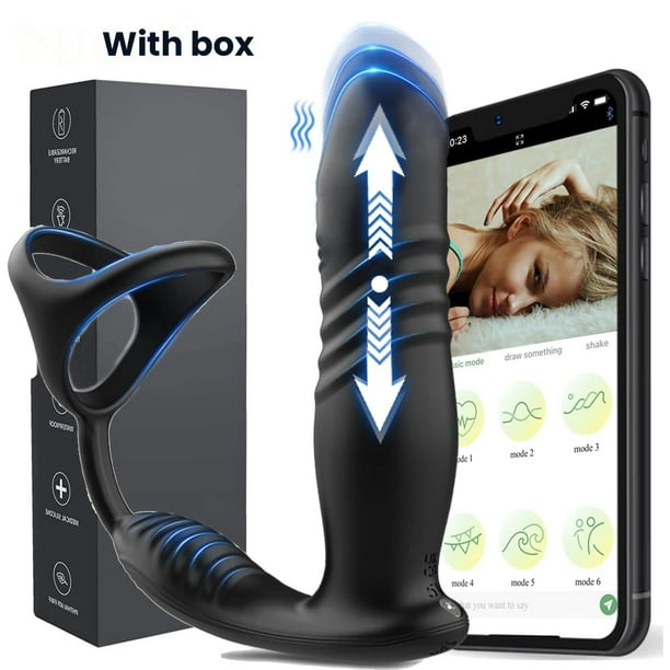 Male Thrusting Prostate Massager Bluetooth APP Control Telescopic Butt Plug Anal Vibrator Men Gay Dildo Bdsm Sex Toy for Couples