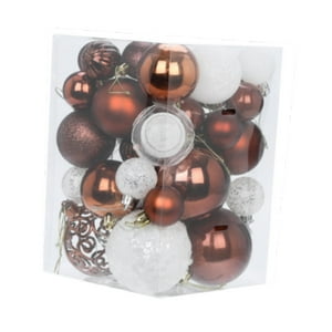 Genérico - 36 Piezas De Adornos Para Árboles De Navidad, Colgantes Para Ventanas, Hogar, Festivales, Blanco Y Marrón