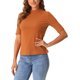 thumbnail image 4 of INSPIRE CHIC Camisetas de media manga para mujeres Regreso a clases Cuello alto Blusas casuales sólidas elásticas suaves de longitud hasta el codo M Naranja oscuro, 4 of 6