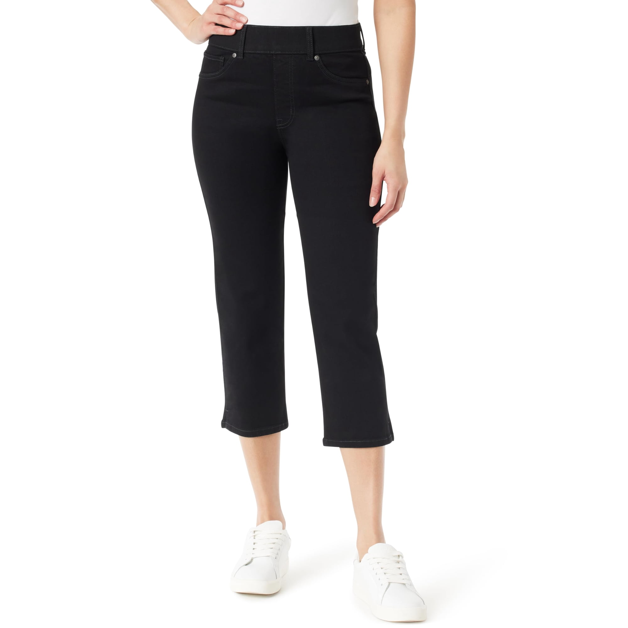 Gloria Vanderbilt - Pantalones De Talle Alto Estilo Capri Recto Color Negro