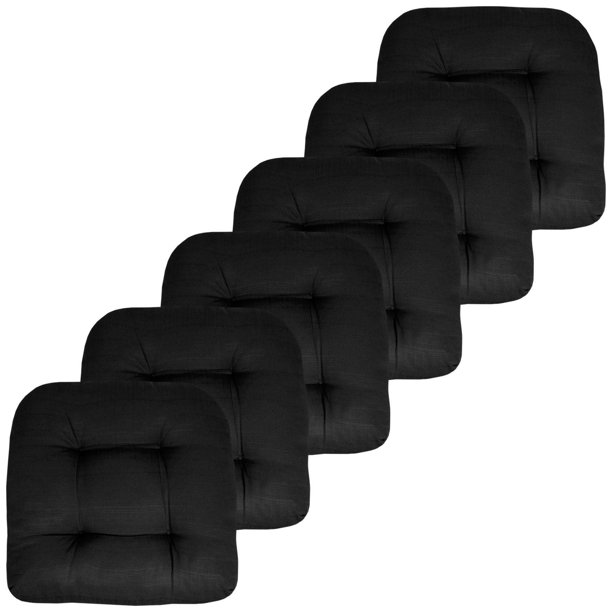 Paquete de 6 cojines para sillas de patio, colección Sweet Home, 19 x 19 cm, color negro