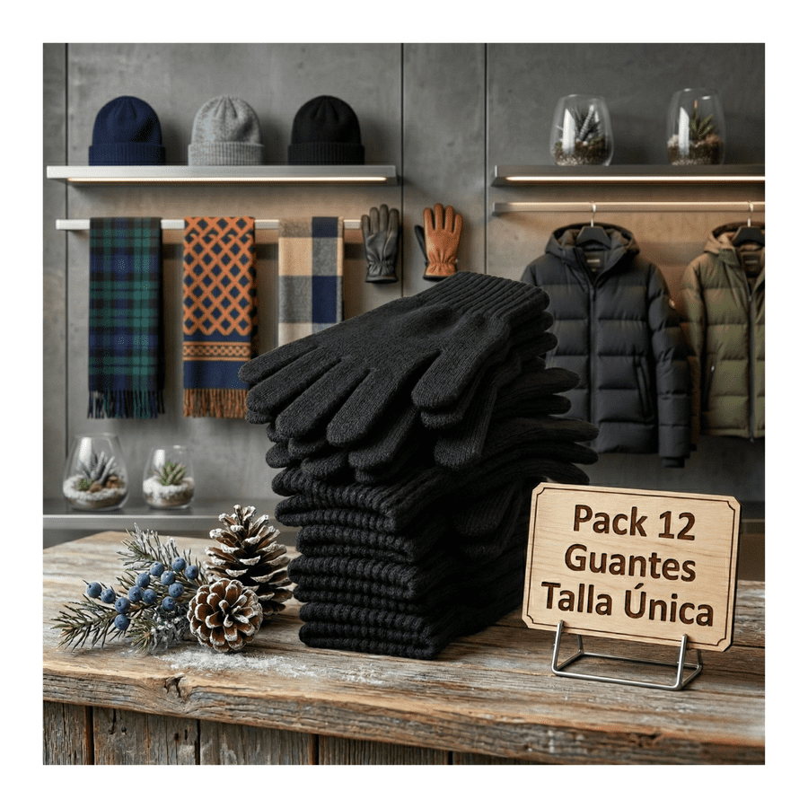 Genérico - Pack 12 Guantes De Lana Térmico Para El Frío Con Chiporro