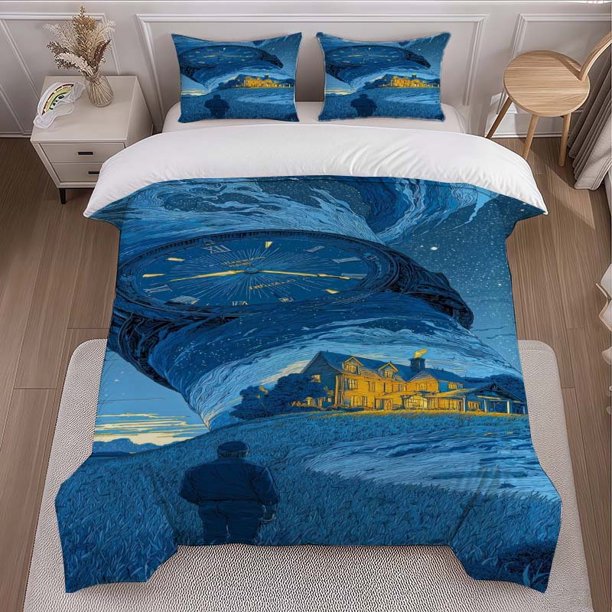 Time Vortex Themed Bedding Set Duvet Cover and Pillowcase Set Soft and Comfortable for All Seasons