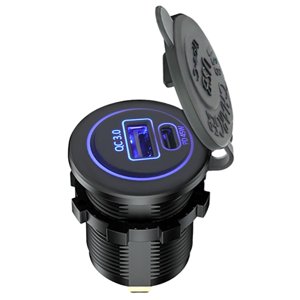 Magideal - Adaptador De Cargador De Coche Usb 3.0 De Carga Rápida, Compacto Y Con Luz Azul. 45W