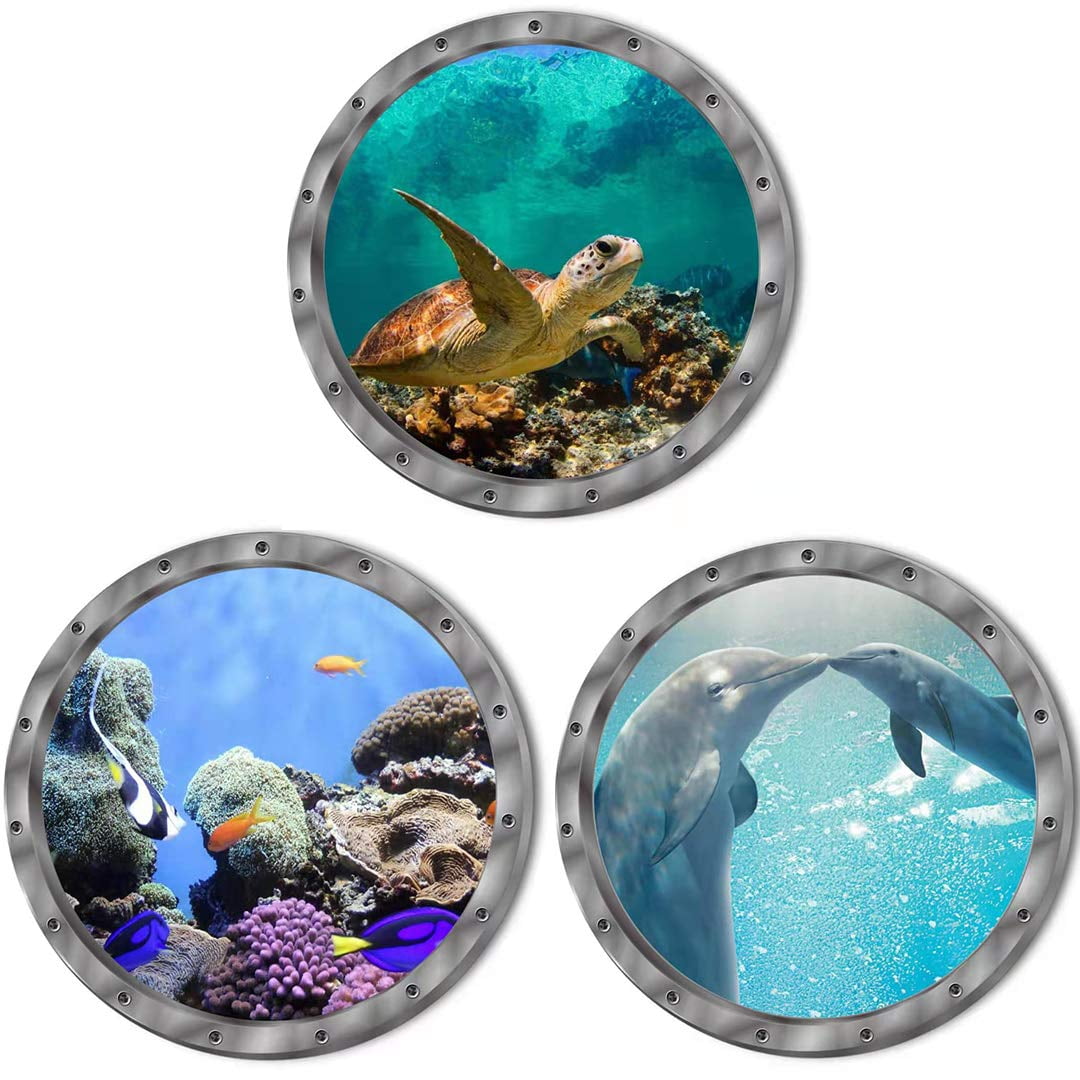 Vinilos Decorativos Listarus De Animales Marinos, 3 Piezas, 30 Cm, Vinilo
