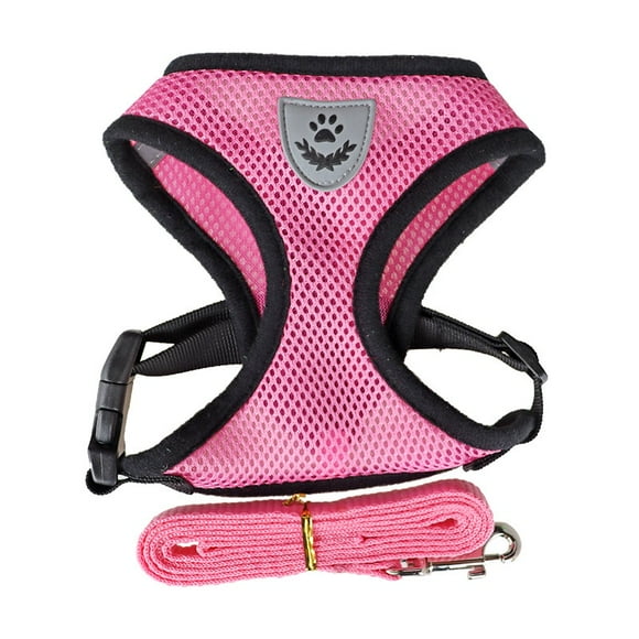 Arnés Reflectante y Correa para Perros Mascotas Rosa Talla S
