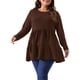 thumbnail image 4 of Agnes Orinda Conjuntos de Halloween para Mujeres Tallas Grandes Tops Babydoll de Escuela Colegio de Manga Larga Cuello Redondo Casual Suelto Blusas Peplum Túnicas 1X Marrón, 4 of 5