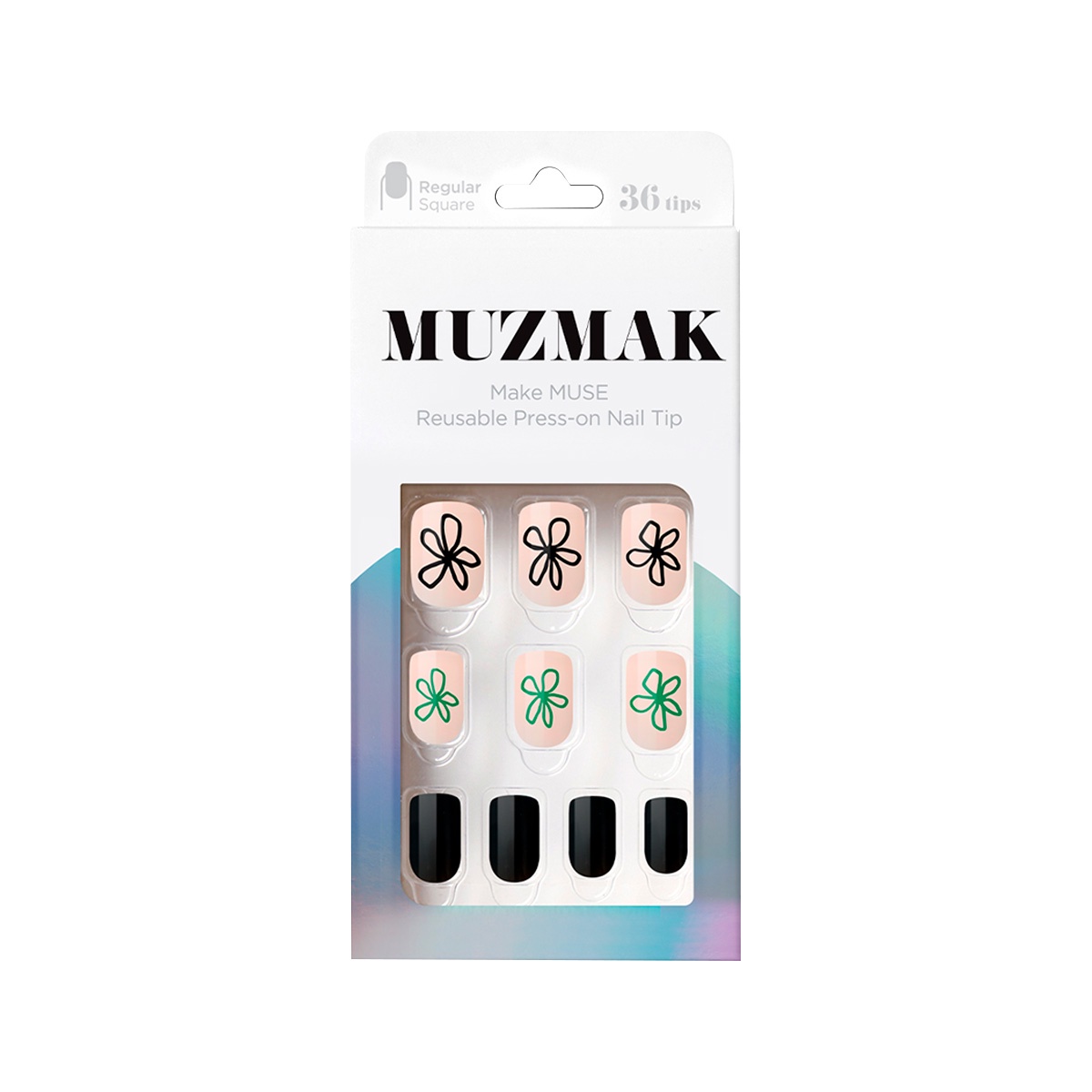 Muzmak - - Uñas Press On Petty Flower Regular Square 36 U.