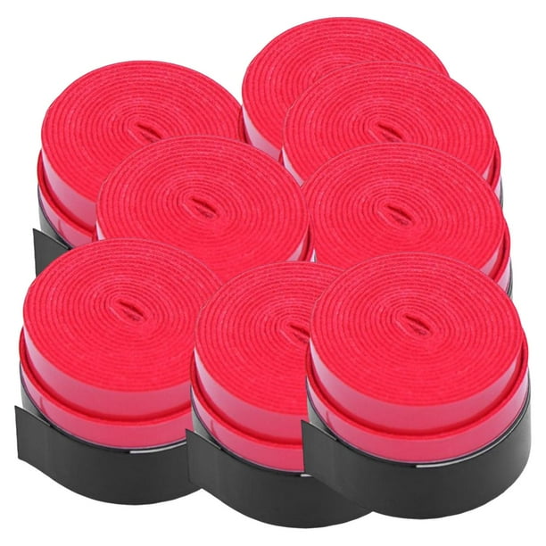 Paquete de 10 Empuñaduras de Raqueta de Tenis, Empuñaduras de Bádminton, Reemplazo de Sobregrips de Raqueta de Tenis, Empuñaduras de Raqueta de Squash Rojo