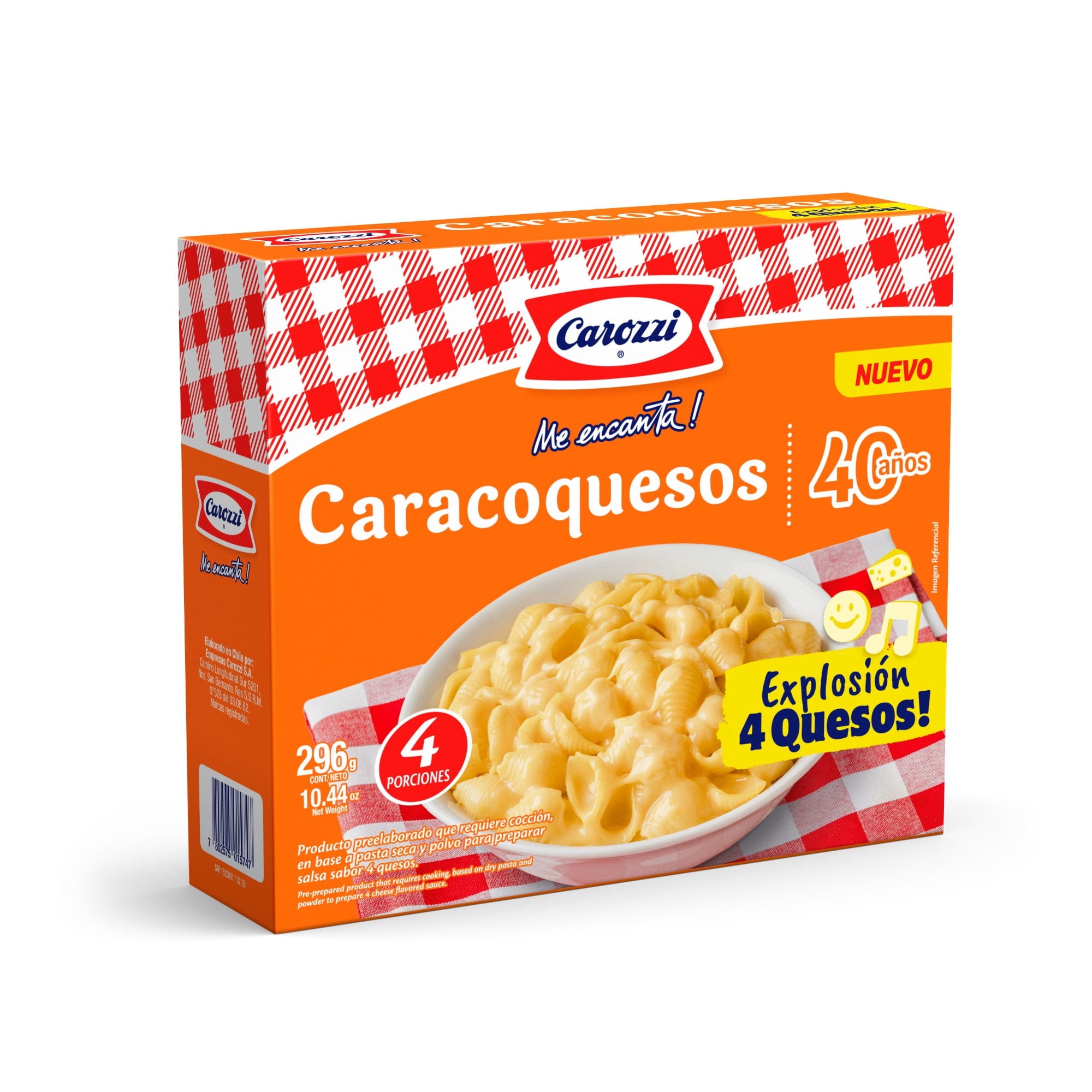 Fideo Pasta Caracoquesos 4 Quesos Caja 296 g Carozzi