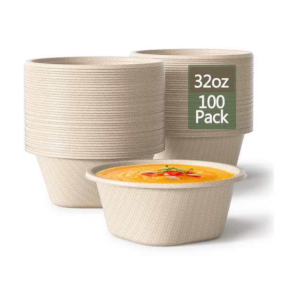 Cuencos de papel desechables Homestockplus 32 oz, paquete de 100