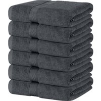 Juego De Toallas De Baño Utopia Towels, Paquete De 6, 100% Algodón Hilado En Anillos, Gris