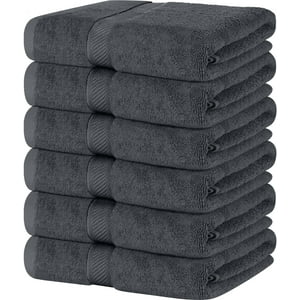 Juego De Toallas De Baño Utopia Towels, Paquete De 6, 100% Algodón Hilado En Anillos, Gris