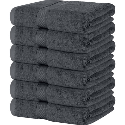 Juego De Toallas De Baño Utopia Towels, Paquete De 6, 100% Algodón Hilado En Anillos, Gris