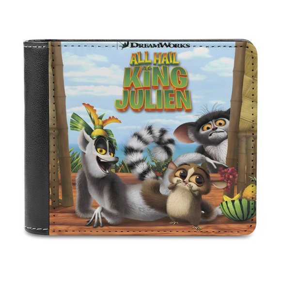 ¡Viva el rey Julien! Cartera de Cuero PU para Hombres, Tarjetero Bifold Delgado, Cartera Minimalista de Cuero Sintético Suave