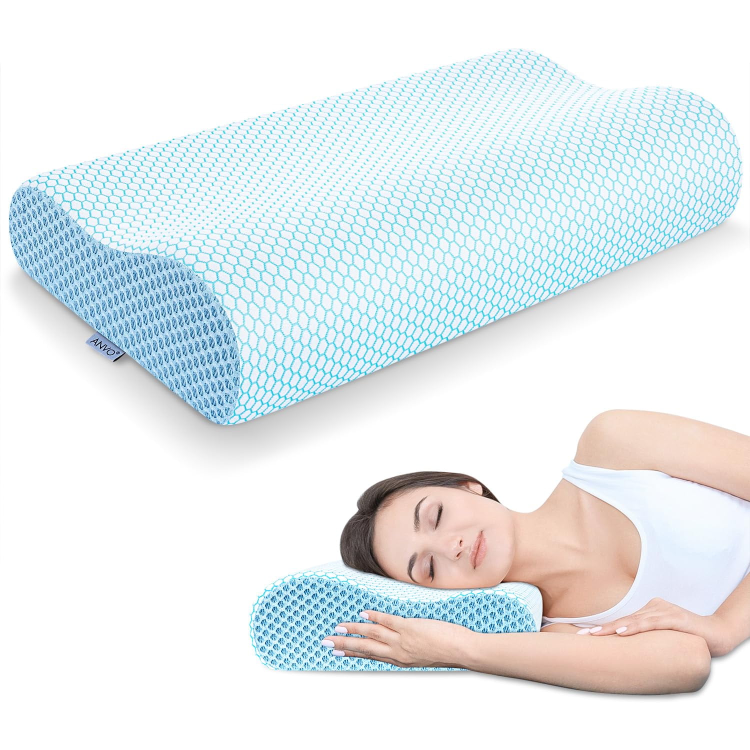 Almohada Viscoelástica Anvo Cuello Contorno Cervical Ortopédica
