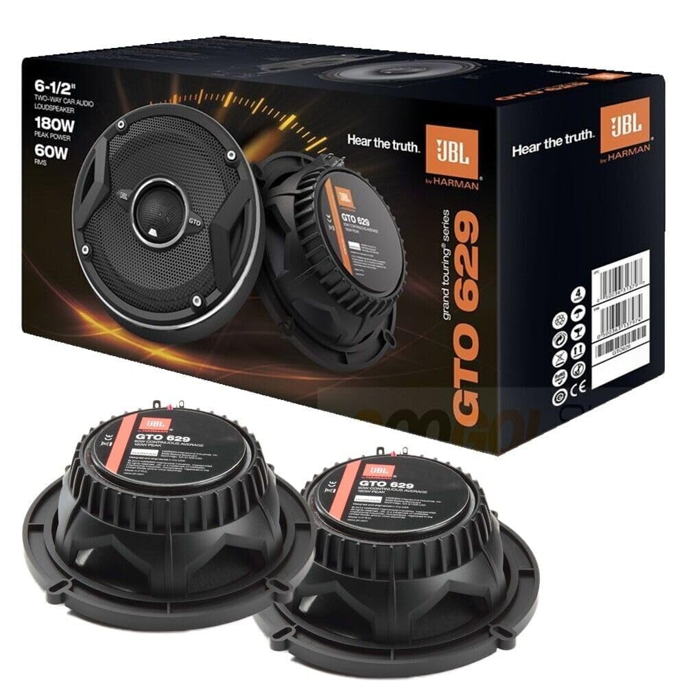 Altavoces Para Coche Jbl Gto629, 6.5 Pulgadas, 180 W, 3 Ohmios, 93 Db, Negros