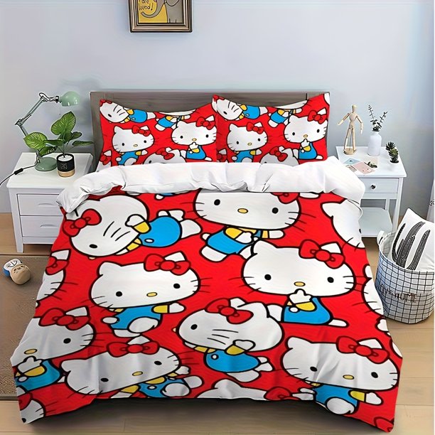 Sanrio New Cartoon Cute Hello Kitty Hot Printed Pattern Suitable Suitable for Home Bedrooms Guest Rooms