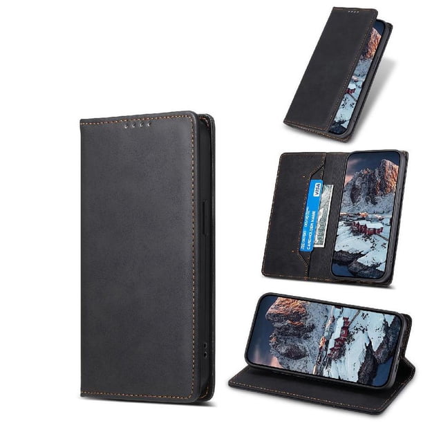 Funda tipo cartera con bloqueo RFID para Samsung Galaxy A17 Con tapa abatible, portatarjetas, cierre magnético, TPU y soporte Negro