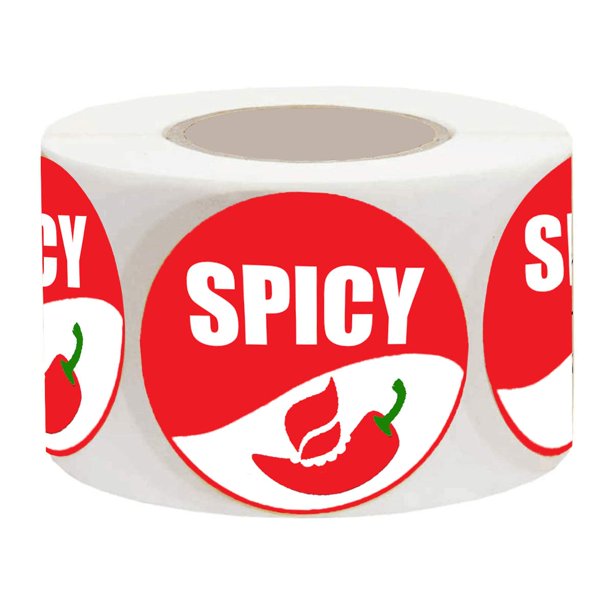 Pegatinas Remarkable Spicy, 1,5 cm, advertencia alimentaria para supermercado, 500 unidades