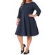 thumbnail image 4 of Agnes Orinda Trajes de Halloween para Mujeres Tallas Grandes Vestido de Oficina Escolar Universitaria Manga 3/4 Vestido de Cóctel Vintage de los Años 50s 60s Vestidos para Trabajar 4X Azul Marino, 4 of 6