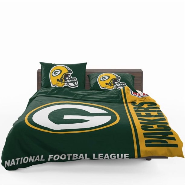 NFL Green Bay Packers Quilt Duvet Cover Set Doona Cover Home Textiles Super 3-Piece Bedding Set