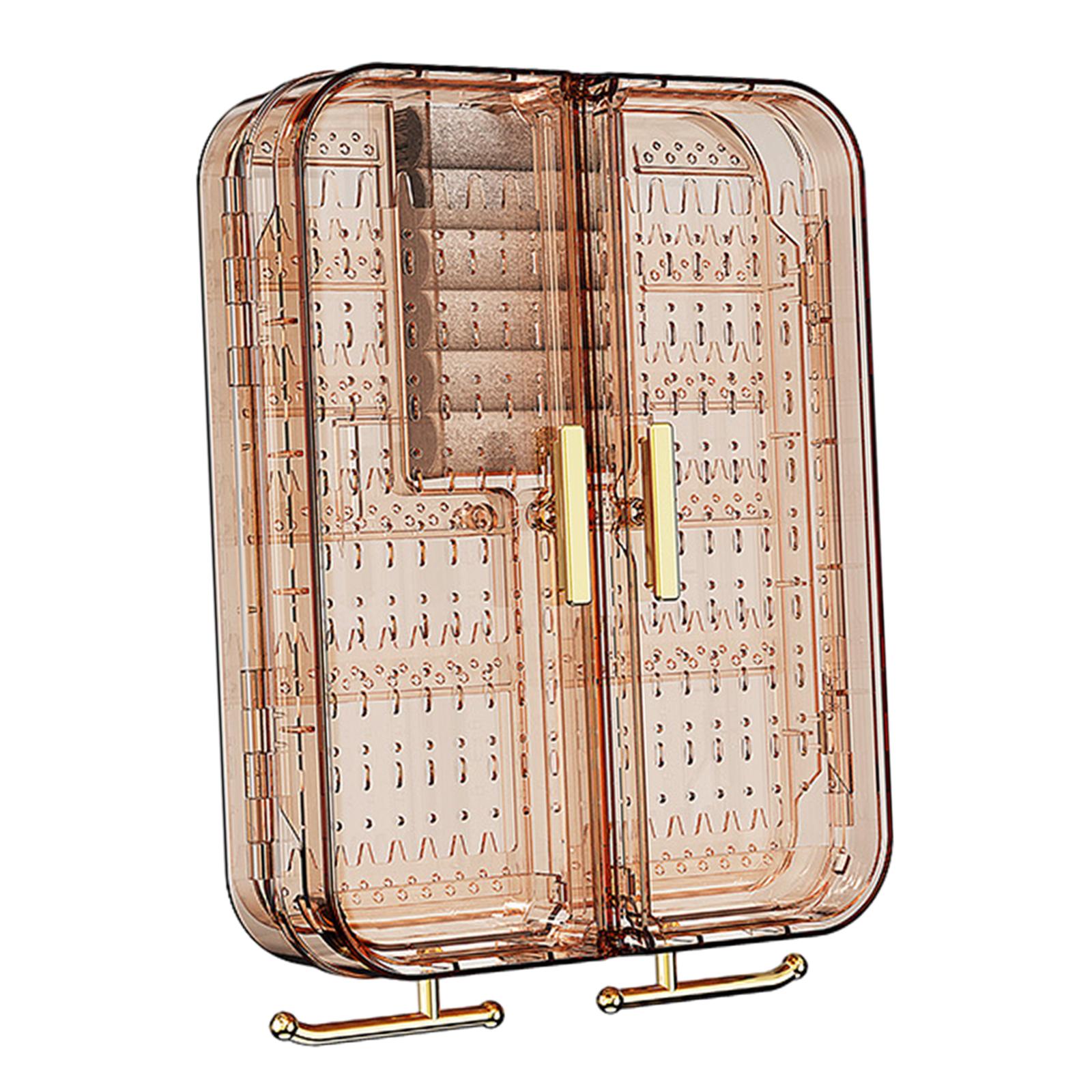 Magideal - Organizador De Soporte De Joyería, Colgador De Joyería, Almacenamiento Montado En La Pared, Joyero A Prueba De Polvo, Armario De Joyería Para Collares Marrón