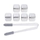 thumbnail image 5 of Cubos de hielo reutilizables de la barra de piedras de enfriamiento del whisky del acero inoxidable con Tong 6pcs, 5 of 5