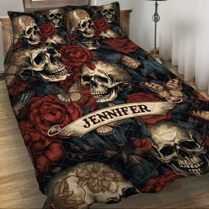 Milsleep - Vintage Rose Skull - Juego De Edredón Calavera Personalizado