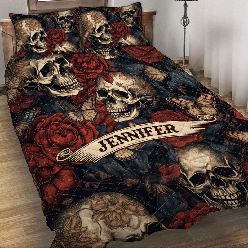 Milsleep - Vintage Rose Skull - Juego De Edredón Calavera Personalizado