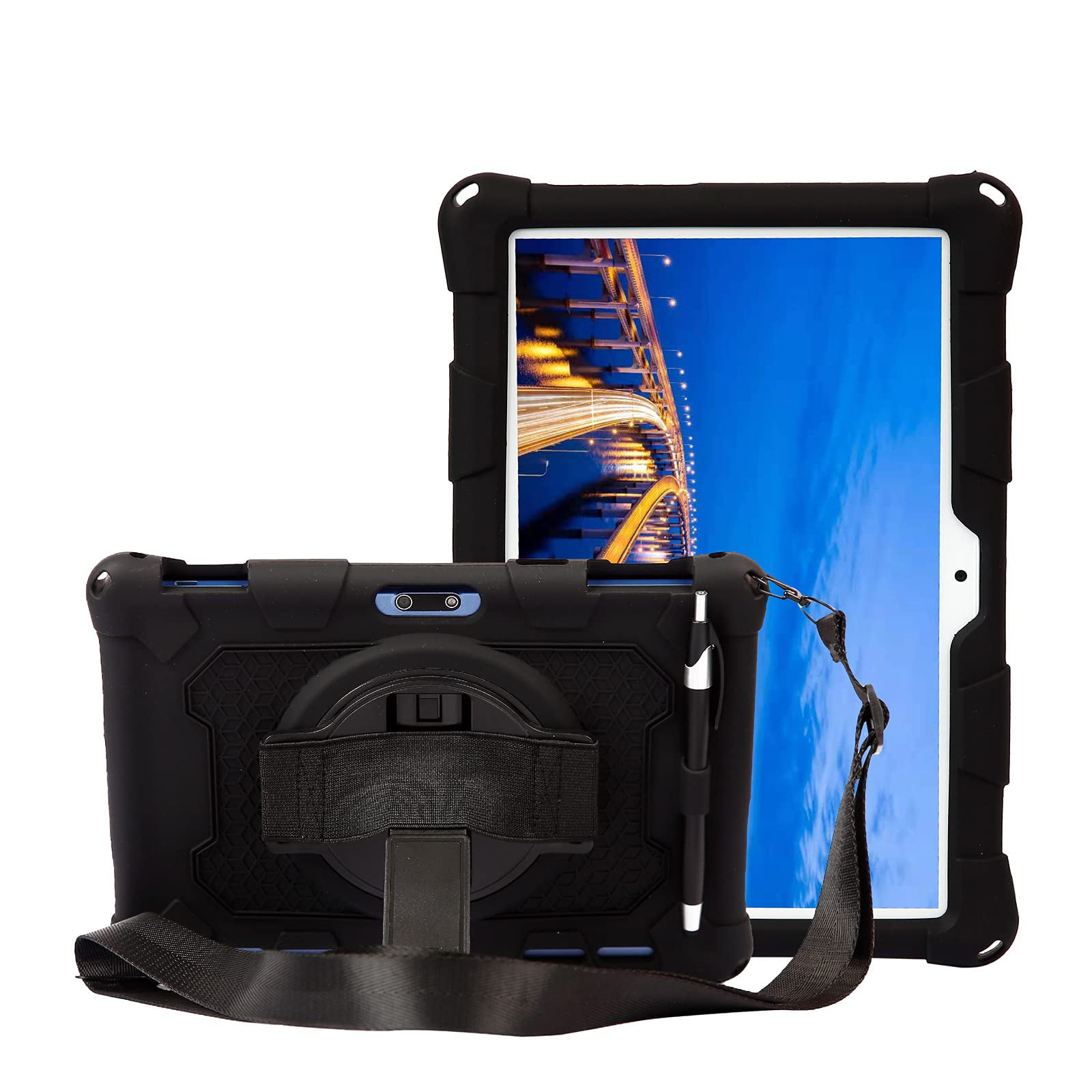 Funda Hminsen Para Tablet Pritom M10 De 10 Pulgadas Con Soporte, Color Negro