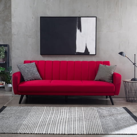 Daniels - Sofá Futón 3 Cuerpos Clásico Cambridge Rojo Eg2021Rd