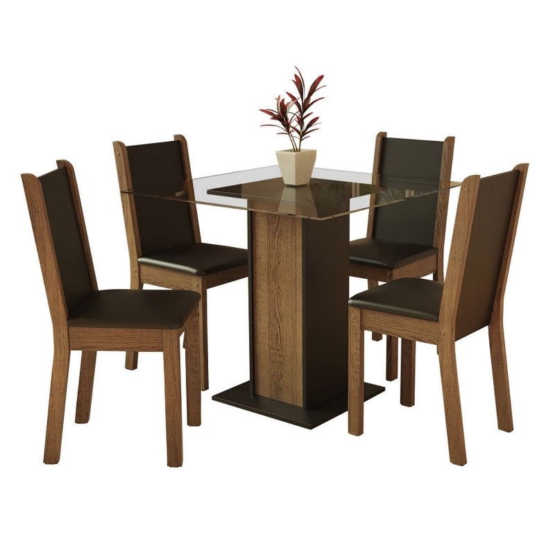 Vekka Home - Juego Comedor Jhon 4 Sillas Café