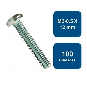Anclajes - Perno Cocina Métrico Zincado M3-0.5 X 12Mm 100Un.