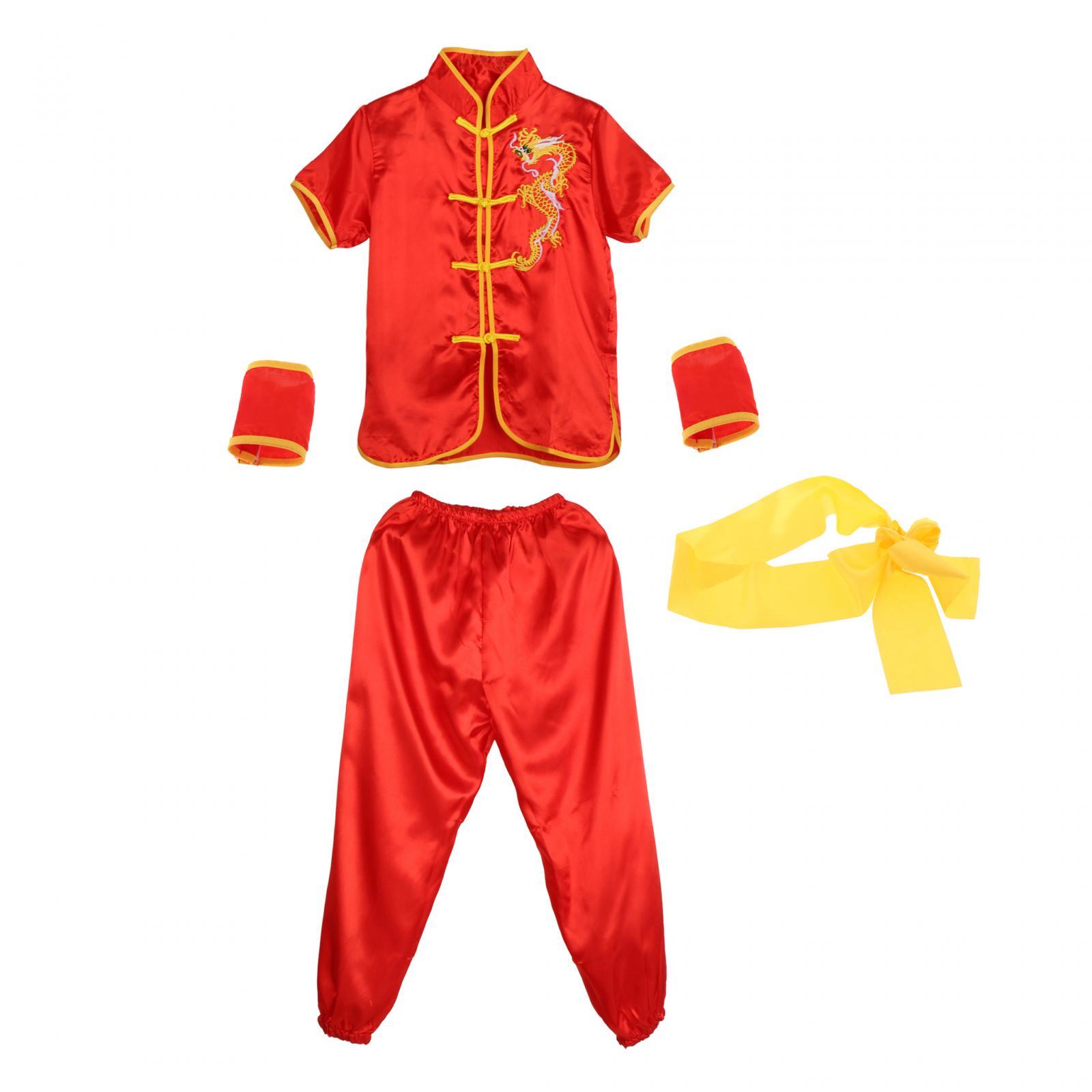 Magideal - Traje Tradicional Chino De Wushu, Uniforme Tai, Traje De Ejercicio Qigong, Trajes De Artes Marciales Para Adultos Y Niños, Comodidad Ligera , Rojo 140