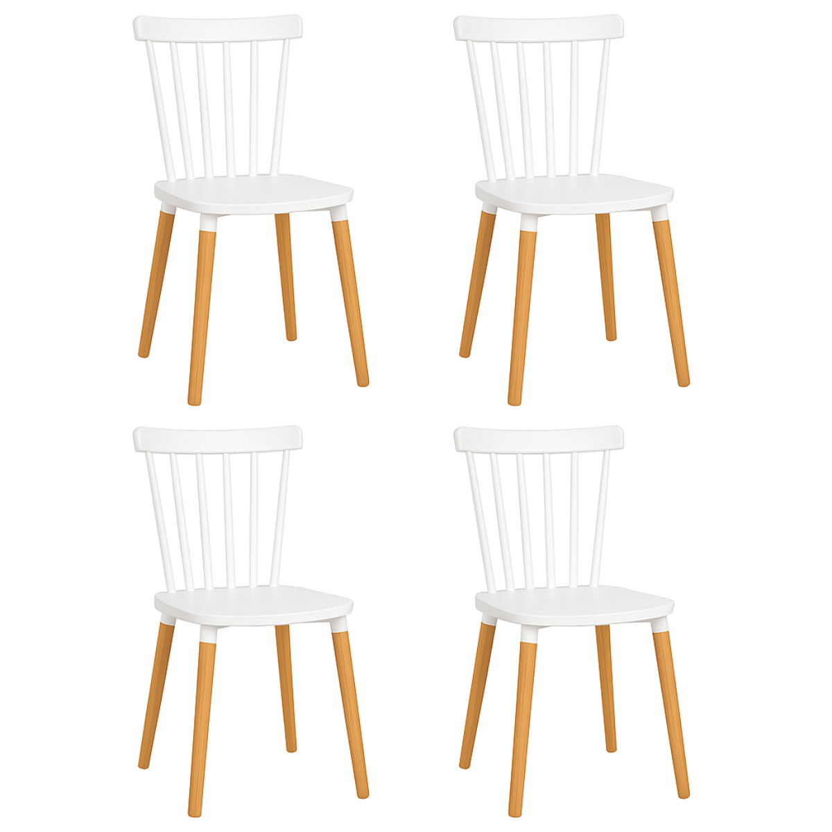 Moboi - Pack 4 Sillas Windsor Para Comedor O Terraza Blancas