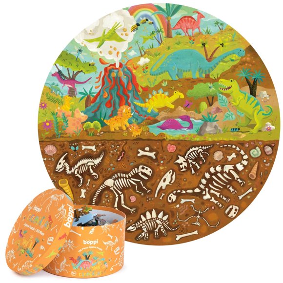 Puzzle de dinosaurios Boppi, 150 piezas, redondo, 58 cm, para niños