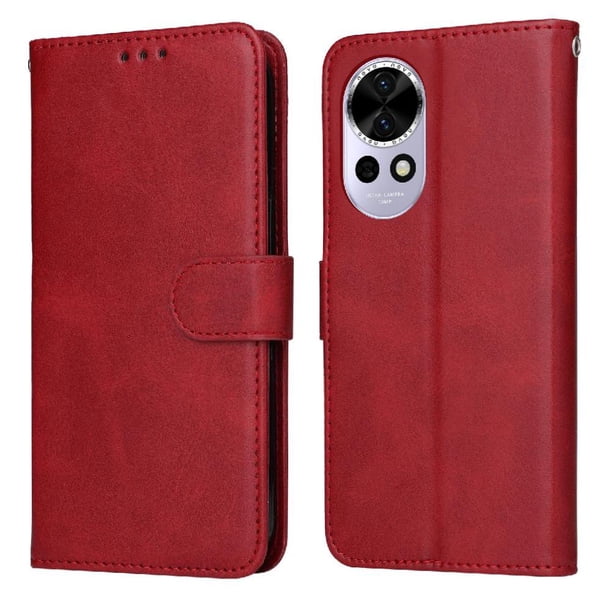 Funda Billetera para Huawei Nova 13 con Porta Tarjetas y Soporte Ajustable Rojo