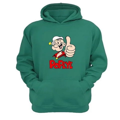 Genérico - Polerón Canguro Popeye Verde Aguamarina Talla S Unisex