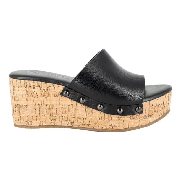 Sandalia Tipo Mule con Plataforma Donna Negro Alquimia