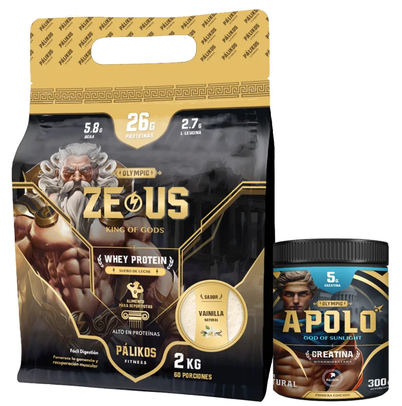 Palikos Fitness - 100% Whey Protein Zeus 2Kg Doypack Vainilla +Creatina Apolo 300G