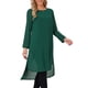 thumbnail image 4 of INSPIRE CHIC Blusas de Mujer con Cuello Redondo de Chifón, Camisas Asimétricas Sueltas de Manga Larga con Abertura Lateral, Talla L, Verde Oscuro, 4 of 6