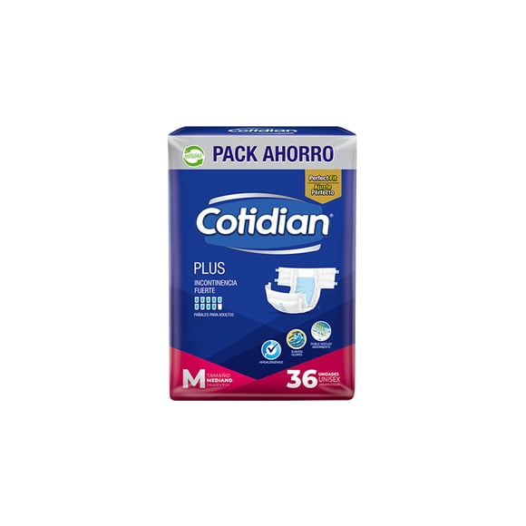 Cotidian Plus 36 Und X 2 Paq 72 Pañales