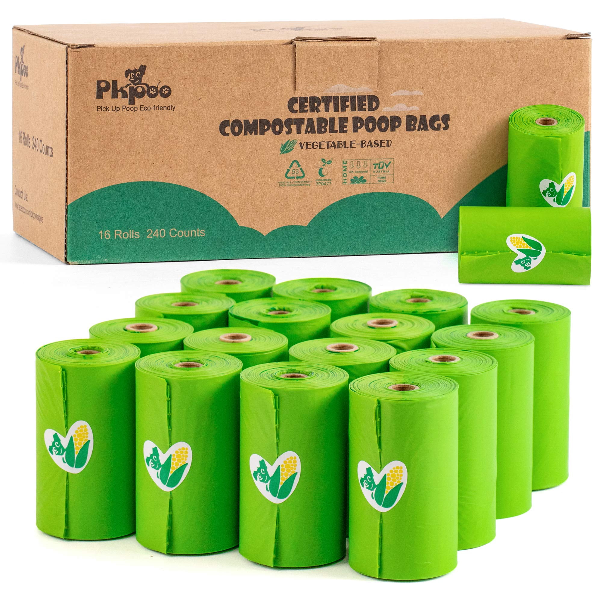 Bolsas Compostables Para Excremento De Perro Pkpoo, 240 Unidades, Grandes