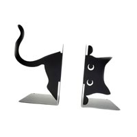 Bothyi - Sujetalibros De Gato, Escultura De Gato Negro, Soporte De Libros De Metal Para El Escritorio Del Hogar, Sala De Estar A