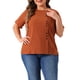 thumbnail image 1 of Agnes Orinda Camiseta de Mujer Talla Grande Manga Corta Cuello Redondo Blusas de Algodón Lino Talla 1X Marrón, 1 of 6