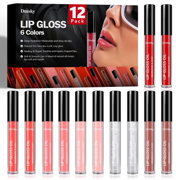 Brillo Labial Dmsky 12 Unidades - 6 Colores Hidratantes